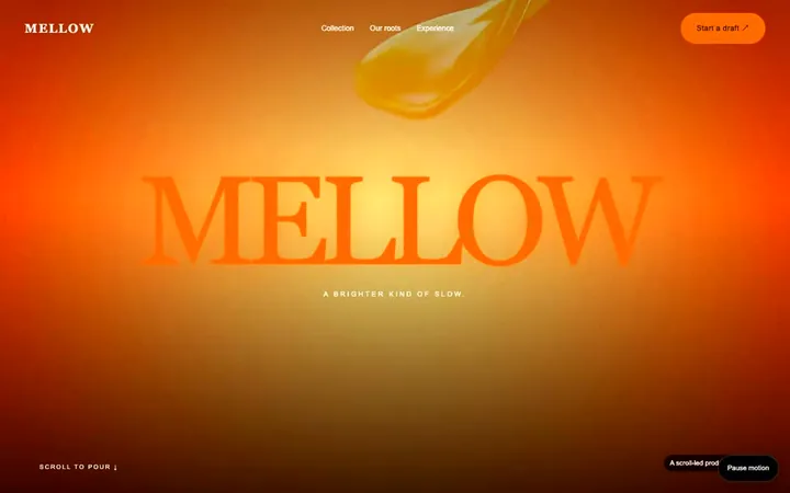 MELLOWの完成例:ドリンクブランドのサイト